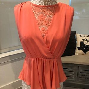 Coral Peplum Blouse